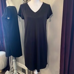 C&C California Modal V-Neck Black Shortsleeved T-shirt Dress Size Small